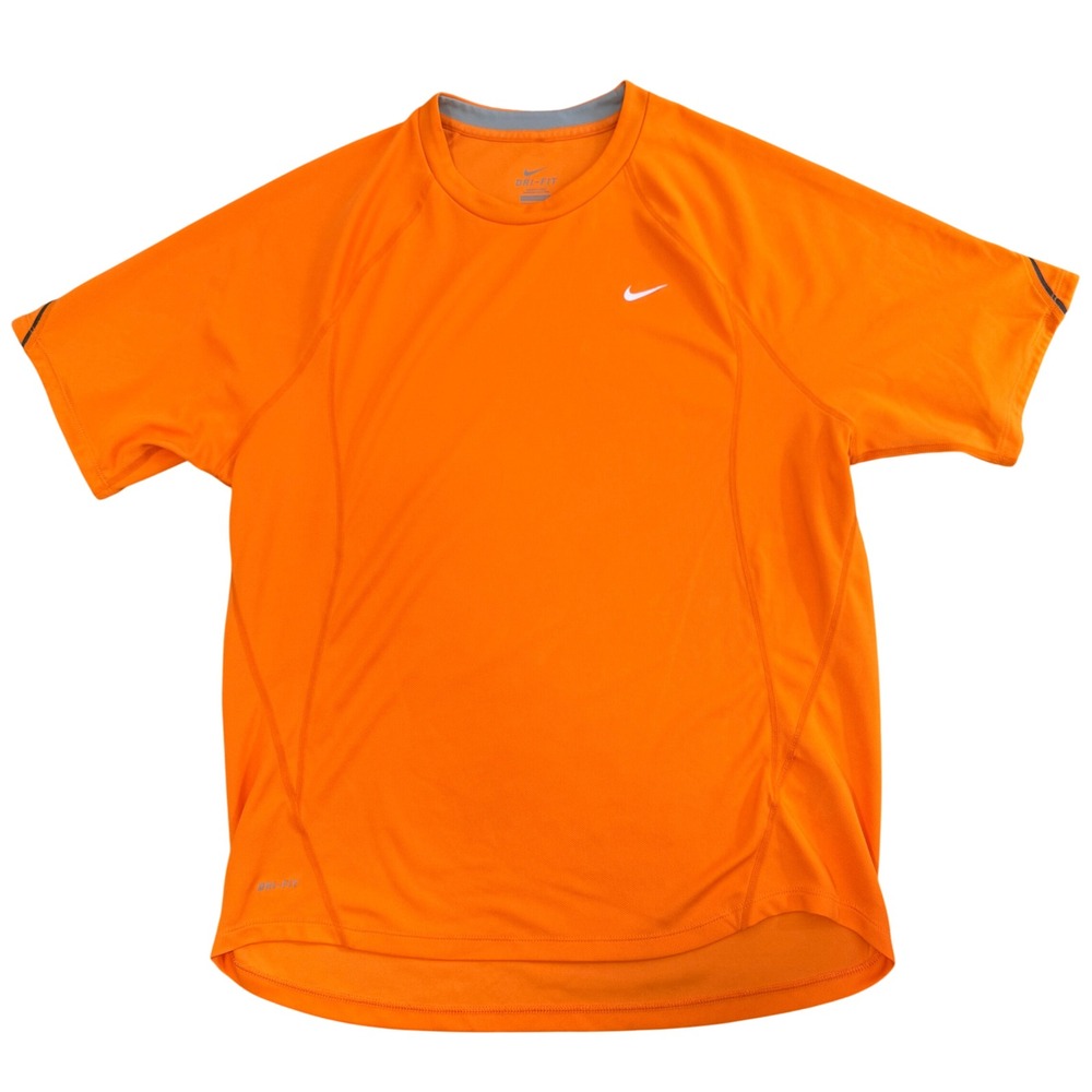 Nike Dri-FIT Running Shirt Mens Large Orange Short Sleeve Performance 465766-804